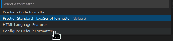 Select Configure Default Formatter