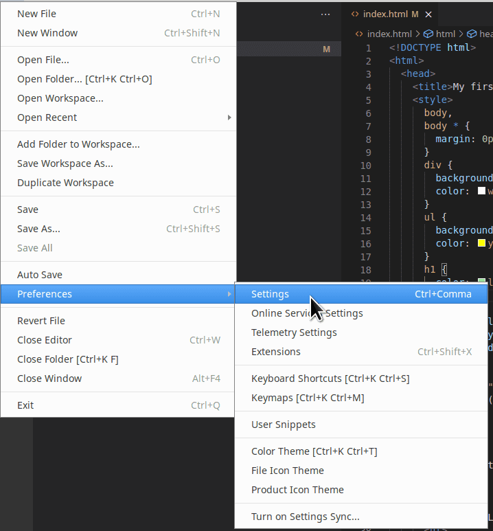 File Settings Preferences